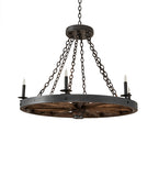 38"W Wagon Wheel 6 Lt Chandelier