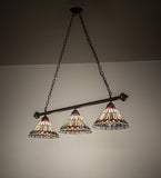 52"L Tiffany Jeweled Peacock 3 Lt Island Pendant