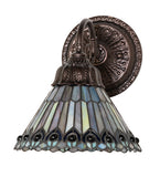 8"W Tiffany Jeweled Peacock Wall Sconce