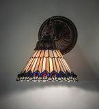 8"W Tiffany Jeweled Peacock Wall Sconce