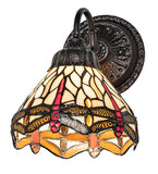 7"W Tiffany Hanginghead Dragonfly Wall Sconce