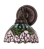 8"W Tiffany Cabbage Rose Wall Sconce