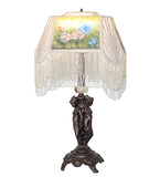 28"H Reverse Painted Roses Table Lamp