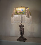 28"H Reverse Painted Roses Table Lamp