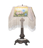 21"H Reverse Painted Roses Table Lamp