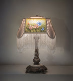 21"H Reverse Painted Roses Table Lamp