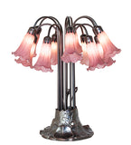 24"H Lavender Tiffany Pond Lily 12 Lt Table Lamp