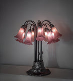 24"H Lavender Tiffany Pond Lily 12 Lt Table Lamp