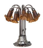 24"H Dark Amber Tiffany Pond Lily 12 Lt Table Lamp