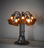 24"H Dark Amber Tiffany Pond Lily 12 Lt Table Lamp