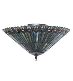 17"W Tiffany Jeweled Peacock Flushmount