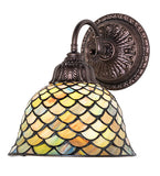 8"W Tiffany Fishscale Wall Sconce