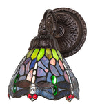 7"W Tiffany Hanginghead Dragonfly Wall Sconce