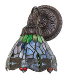 7"W Tiffany Hanginghead Dragonfly Wall Sconce