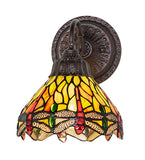 7"W Tiffany Hanginghead Dragonfly Wall Sconce