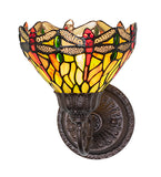 7"W Tiffany Hanginghead Dragonfly Wall Sconce