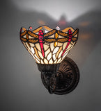 7"W Tiffany Hanginghead Dragonfly Wall Sconce