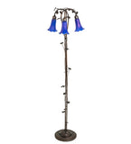 59"H Tiffany Blue Pond Lily 3 Lt Victorian Floor Lamp