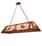 61"L Elk At Lake Rustic Island/Billiard Oblong Pendant