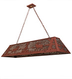 61"L Elk At Lake Rustic Island/Billiard Oblong Pendant