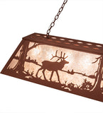 61"L Elk At Lake Rustic Island/Billiard Oblong Pendant