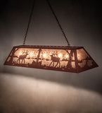 61"L Elk At Lake Rustic Island/Billiard Oblong Pendant