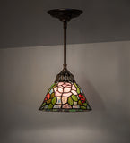 8"W Tiffany Rosebush Floral Mini Pendant