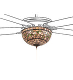 16"W Tiffany Turning Leaf Stained Glass Fan Light Shade