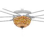 16"W Tiffany Turning Leaf Stained Glass Fan Light Shade