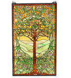 29"W X 48"H Tiffany Tree Of Life Floral Stained Glass Window
