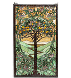 29"W X 48"H Tiffany Tree Of Life Floral Stained Glass Window