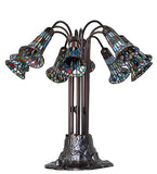 24"H Stained Glass Multicolored Pond Lily 10 Lt Table Lamp