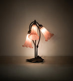 16"H Pink Tiffany Pond Lily 3 Lt Accent Lamp