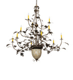 60"W Greenbriar Oak 12 Arm Chandelier