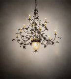 60"W Greenbriar Oak 12 Arm Chandelier