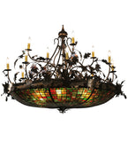 50"W Greenbriar Oak 12 Arm Tiffany Lodge Chandelier
