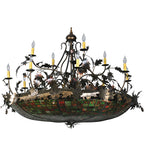 50"W Greenbriar Oak 12 Arm Tiffany Lodge Chandelier