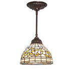 8"W Tiffany Turning Leaf Mini Pendant