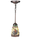 5"W Pinecone Tiffany Rustic Lodge Mini Pendant