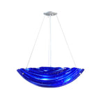 24"W Metro Fusion Azul Fused Glass Contemporary Inverted Pendant