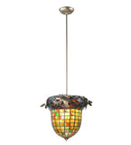 12"W Greenbriar Oak Tiffany Rustic Pendant