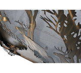 39.5"W X 30"H Deer On The Loose Arched Metal Fireplace Screen