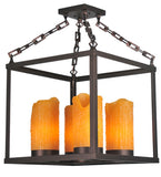 16"Sq Box 4 Lt Rustic Lodge Chandelier
