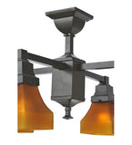 22"W Bungalow Frosted Amber 4 Lt Mission Chandelier