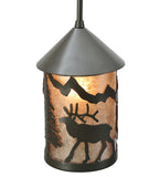 6"W Lone Elk Lantern Wildlife Mini Pendant