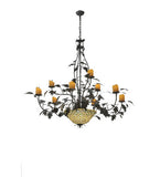 63"W Diamond & Jewel Oak Leaf 9 Arm Tiffany Chandelier
