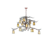 52"W Pine Branch Valley View 12 Lt Rustic Lodge Chandelier