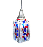 4"Sq Metro Fusion Americana Draped Fused Glass Modern Pendant