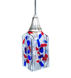 4"Sq Metro Fusion Americana Draped Fused Glass Modern Pendant