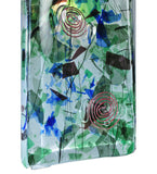 4"Sq Metro Fusion Fiddleheads Draped Fused Glass Modern Mini Pendant